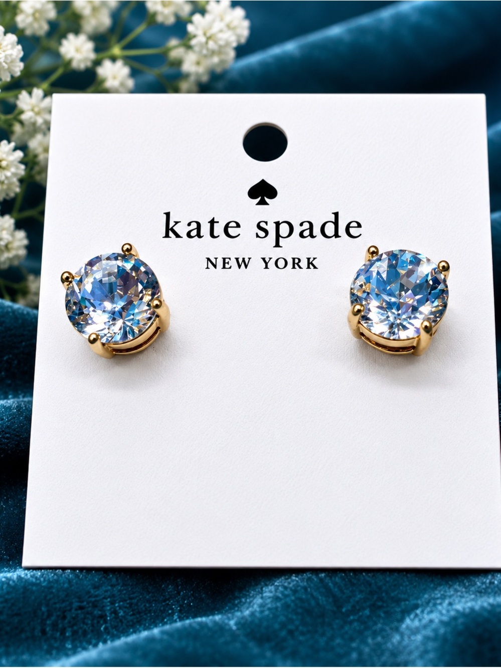 kate spade Gold-Tone Stud Earrings with Light Blue Crystals